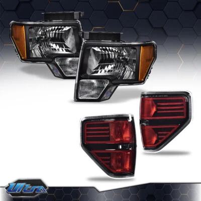 Fit For 2009-2014 Ford F150 Black Headlights+Rear Tail Lights Brake Lamps - Image 1 of 4