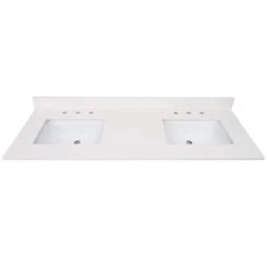 Home Decorators Double Sink Vanity Top 61" x 22" Pre-Drilled Quartz Warm White - Picture 1 of 6
