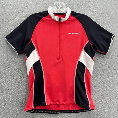 Camiseta de ciclismo Cannondale para mujer grande roja camisa ciclista manga corta 1/2 cremallera Foto 1 de 4