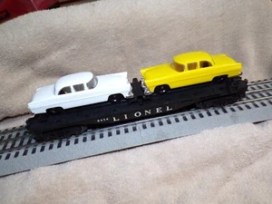 Lionel vintage original 6424 flat car & 2 autos nice condition late 1958 version - Picture 1 of 6