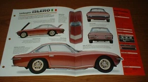 Lamborghini Islero 1968 hoja de especificaciones folleto información foto 1968-1970 68 69 70 - Imagen 1 de 1
