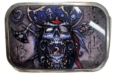 Tatuaje Johnny Hombres Embrujado Rockabilly LICENCIADO Pirata Cinturón Hebilla, Y2K | 4 pulgadas X 2,5 pulgadas Foto 1 de 4