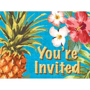 Aloha 8 Invitations with Envelopes Summer Luau Party