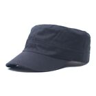 Classic Solid Cotton Army Cap Sun Hat for Men 55 59cm Adjustable Black