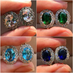 Orecchini a perno moda donna argento 925 pieno gioielli zirconi un paio - Foto 1 di 5