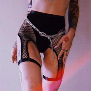 Womens Mesh Shorts Briefs Panties Knickers Suspenders Lingerie Garter Underwear - Picture 1 of 9