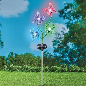 Solar LED Color Changing Butterfly Garden Stake Metal Outdoor Yard Art Decor - Picture 1 of 3