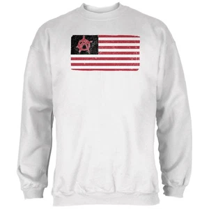 American Anarchy Flag Distressed White Adult Sweatshirt - Picture 1 of 1