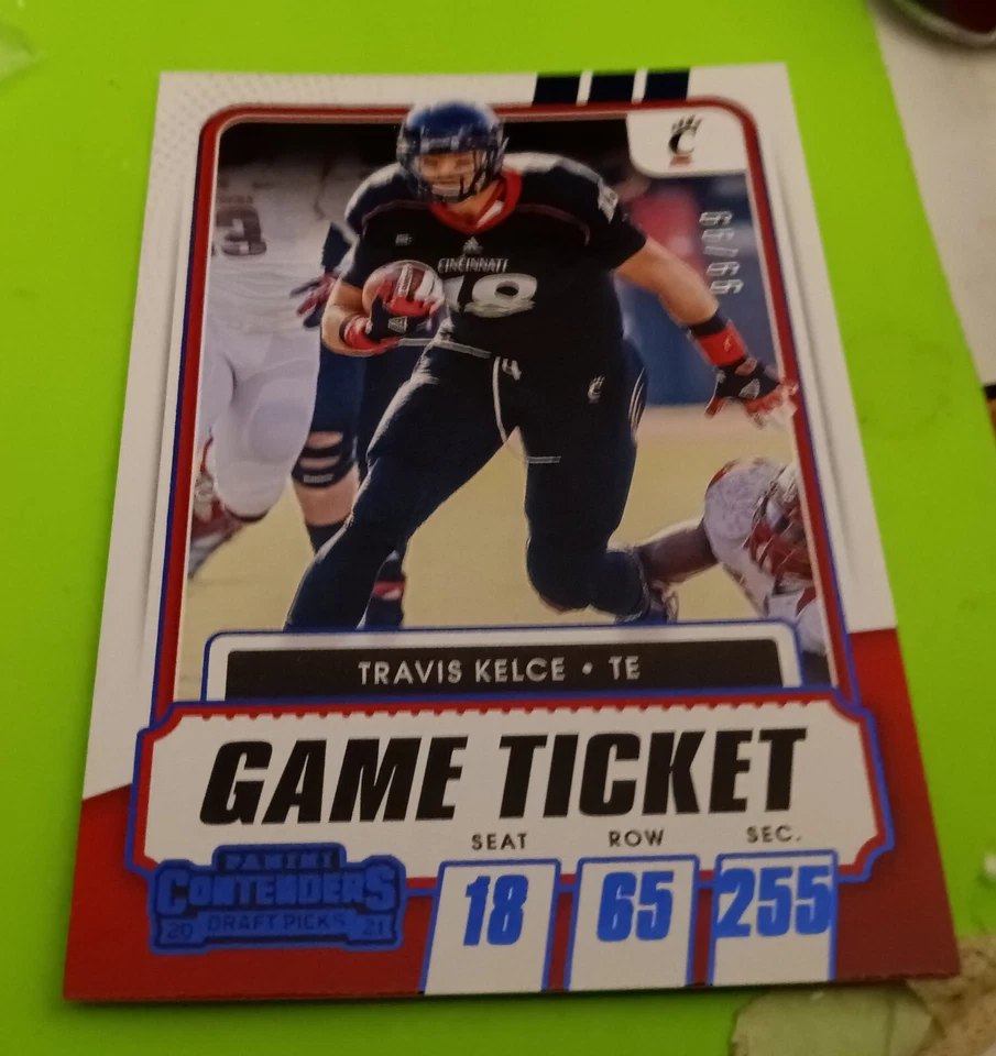 2021 Panini Contenders Draft Picks Travis Kelce Game Ticket BLUE FOIL (99/99) - Image 1 of 1
