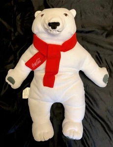 *Grande* COCA COLA Oso Polar 28" Almohada Acurrucarse Amigos Peluche Jumbo Grande T6 - Imagen 1 de 3