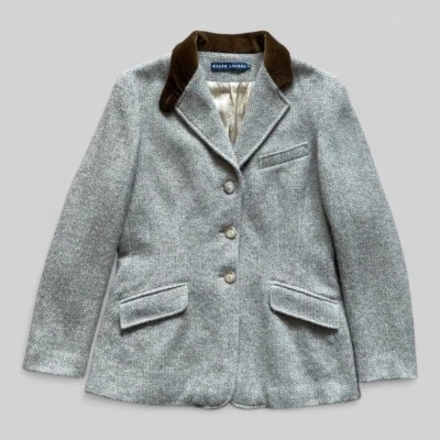 Blazer manteau de sport femme Ralph Lauren en laine tweed/alpaga – taille 10U... - Photo 1/4