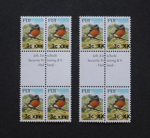 FIJI - SCARCE PROVISIONAL OVERPRINT 3c/$1 MNH IMPRINT GUTTER BLK4 xxx & XX OP RR - Picture 1 of 2