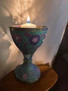 Brass Turquoise Candle Holder/Incense Bakhoor Burner Vintage Boho/Chic Style - Picture 1 of 7
