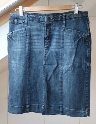 Mango MNG Distressed Denim Skirt Size 40/12  Knee/Above Knee Length - Image 1 of 4