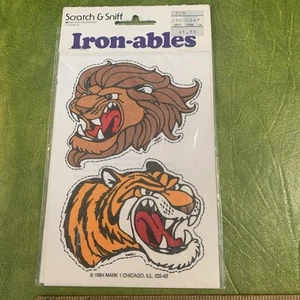Vintage 1984 Scratch & Sniff Iron-ables Patch Sheet Lion Tiger 3M USA - Picture 1 of 5