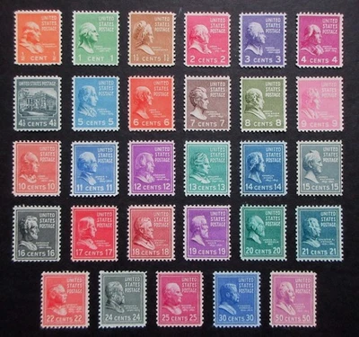 US STAMPS #803-831 Set of 1938 PREXY SERIES, MINT NH/OG/F+  CV $32.85 - Image 1 of 4