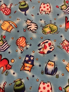 Michael Miller Tubby Cats Aqua Fabric_Half Yard Cut_Discontinued Fabric Line - Picture 1 of 3