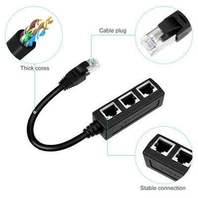  Solustre RJ45 Splitter RJ45 1 maschio a 3 femmina segnale di rete Adattatore - Immagine 1 di 4