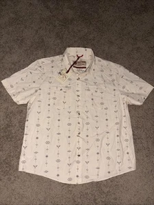 Iron And Resin Short Sleeve Pearl Snap Bull Shirt Natural Beige Men’s XL NWT - Picture 1 of 10