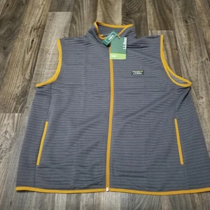 LL Bean Airlight Vest Mens XL Full Zip Stretch Lightweight Gray/Orange Ribbed - Picture 1 of 9