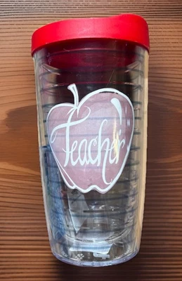 TERVIS Teachers Escritorio Apple Vaso Aislado Doble Pared 16oz Tapa Roja NUEVO Foto 1 de 4