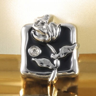 6X  Rose Flower Crystal Diamante Metal Shank Button Glitter Sewing Craft Decor - Image 1 of 4