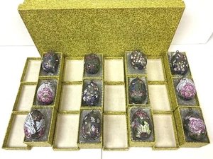 Lot 12 Pewter Glass Embossed *Easter Basket Eggs* Bunny Metal *Hanging Eyelets* - Picture 1 of 10