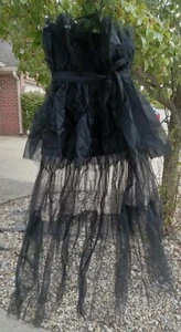 Size M, black tulle dress, short at the front and long at the back - Picture 1 of 10