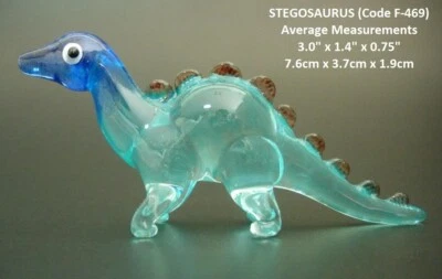 Beautiful GLASS STEGOSAURUS DINOSAUR Jurassic Park Tinted Glass Ornament Figure - Image 1 of 4