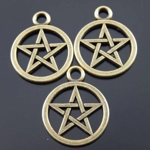 20 pezzi ciondolo stella scavato in lega di bronzo vintage forma rotonda charm 20 mm - Foto 1 di 5