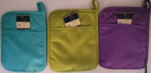 Kitchen Polyester/Neoprene Neon Potholders 9” X 7” Hand Pocket S21 Select Color - Picture 1 of 4