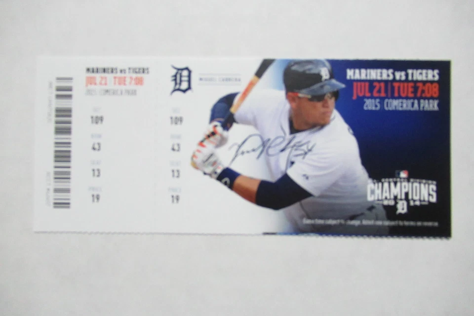 DETROIT TIGERS VS SEATTLE MARINERS 21/07/2015 BOLETO COMPLETO ~ MIGUEL CABRERA Foto 1 de 1