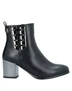 Damenschuhe Schuh Stiefelette breiter Absatz Laura Biagiotti Schwarz Neu Silber - Bild 1 von 2