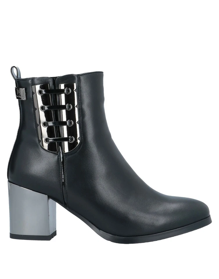 Scarpe da donna scarpa stivaletto tacco largo Laura Biagiotti nero nuovo argento Foto 1 de 2