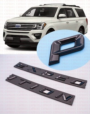 Gloss Black Front Hood EXPEDITION Letters Emblem FIT 2018-2022 Ford EXPEDITION - Image 1 of 4