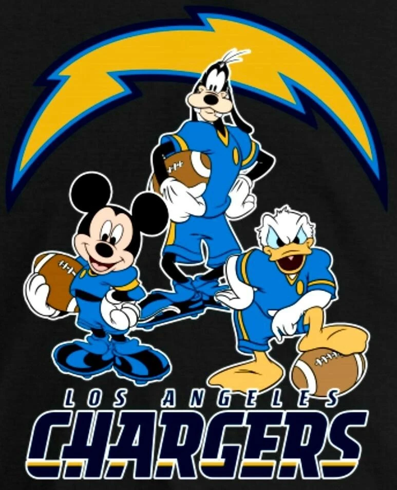 (2) Los Angeles Chargers Mickey Mouse & Friends 4.75x4 Vinyl Stickers Decals - Image 1 of 1