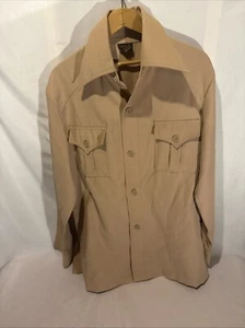 70s Montgomery Ward Dagger Collar Put Togethers Tan Vintage Men’s Shacket Medium - Picture 1 of 10