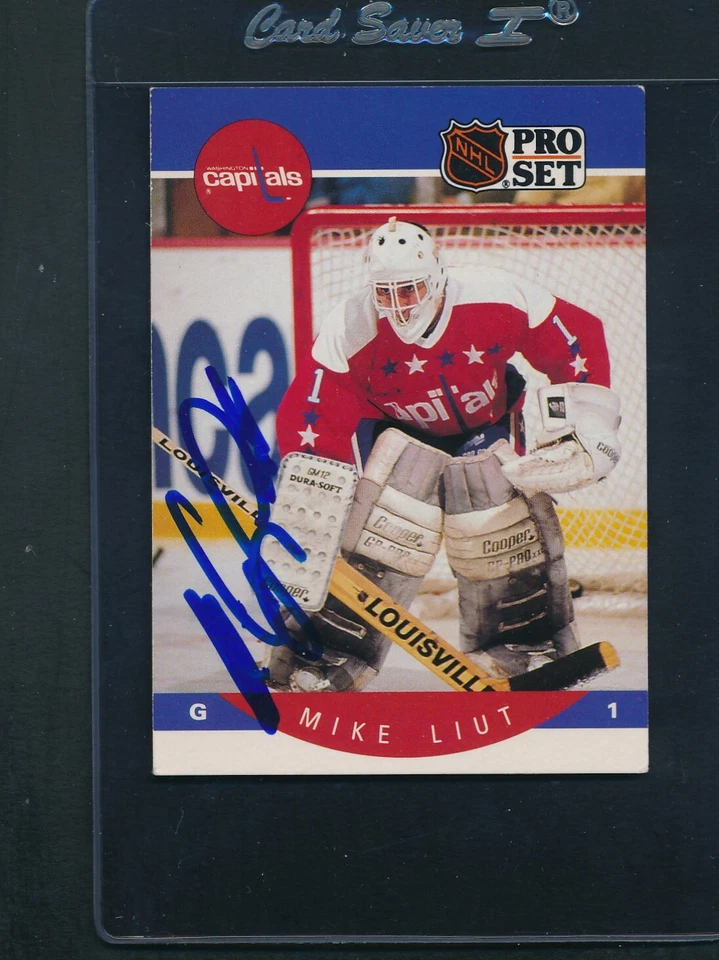 1990/91 Pro Set #316 Mike Liut Capitals Signed Auto *E6555 - Image 1 of 1