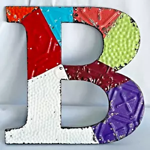 Vintage Antique Ceiling Tile Tin Letter Initial B Multi-color 12X12" Farmhouse🍒 - Picture 1 of 8