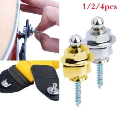 Botões de trava de alça de cabeça redonda cromada 2 cores 1-4 peças para peças estilo baixo guitarra - Imagem 1 de 4