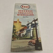 Vintage 1956  Arkansas, Louisiana, Mississippi Map Esso Oil Hot Springs Arkansas