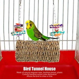 Bird Grass Tunnel Woven Chewing Tunnel House Boredom Relief For Budgie - Picture 1 of 11