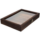 Wooden Jewelry Display Case with Glass Top and Metal Clasp - 31x22x4cm