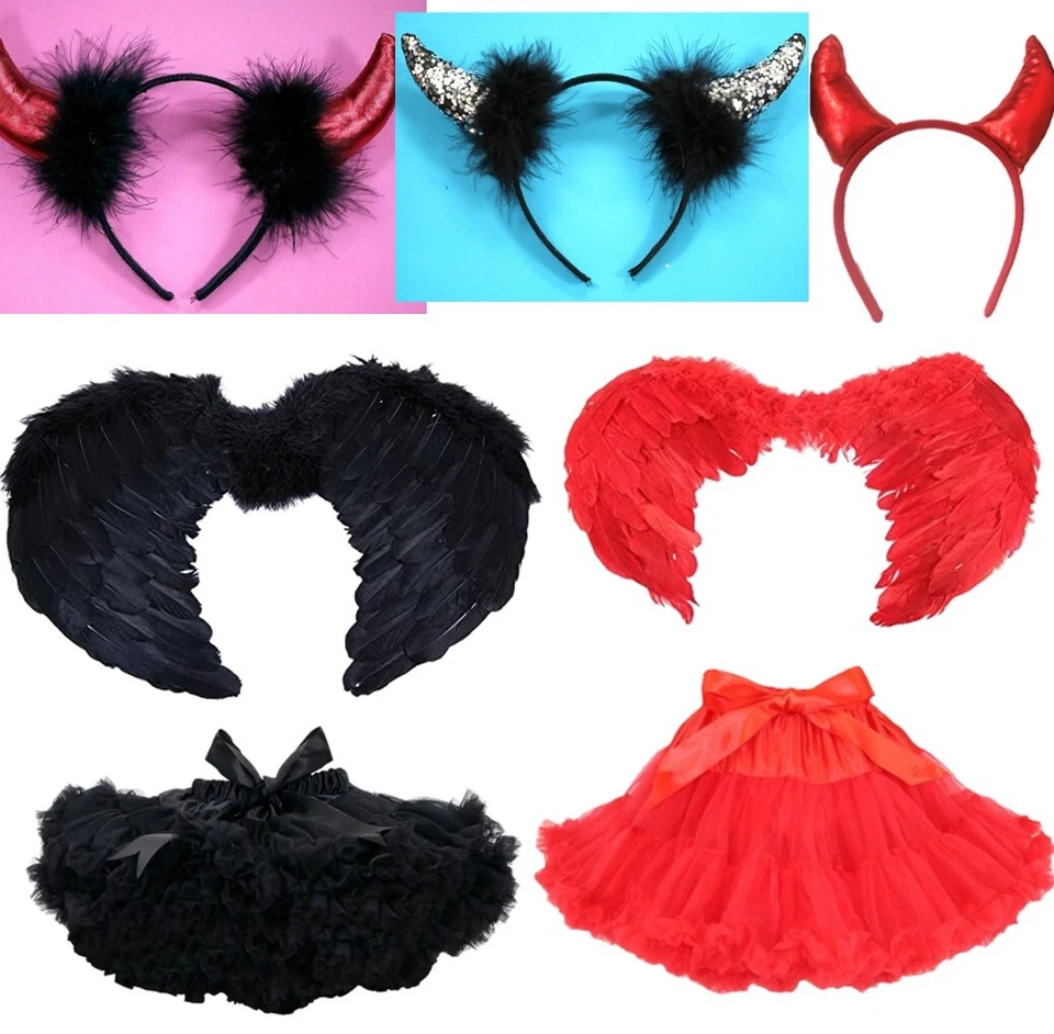 LOTE de disfraces de disfraz de diablo de Halloween alas de ángel de fiesta Foto 1 de 1