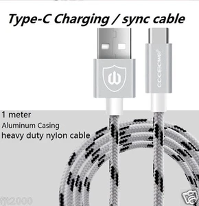 Cable de carga cargador de sincronización de datos USB 3.1 tipo C trenzado de nailon de alta resistencia plateado - Imagen 1 de 3