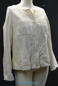 Talbots Cream Spring Jacket lace COAT Blazer Button up light crop Size 16 XL NEW - Picture 1 of 7