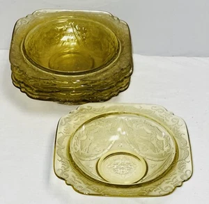 6 Federal MADRID AMBER 7" SOUP BOWLS - Picture 1 of 2