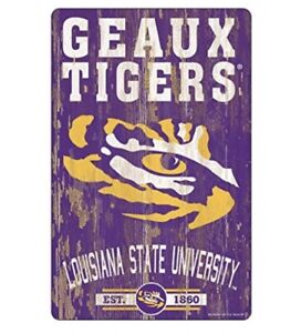 Wincraft NCAA LSU 11x17 Wood Sign Geaux Tigers Louisiana State University