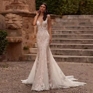 Customized Meerjungfrau Brautkleider Rückenlose Spitze Applique Brautkleid Sexy - Bild 1 von 22