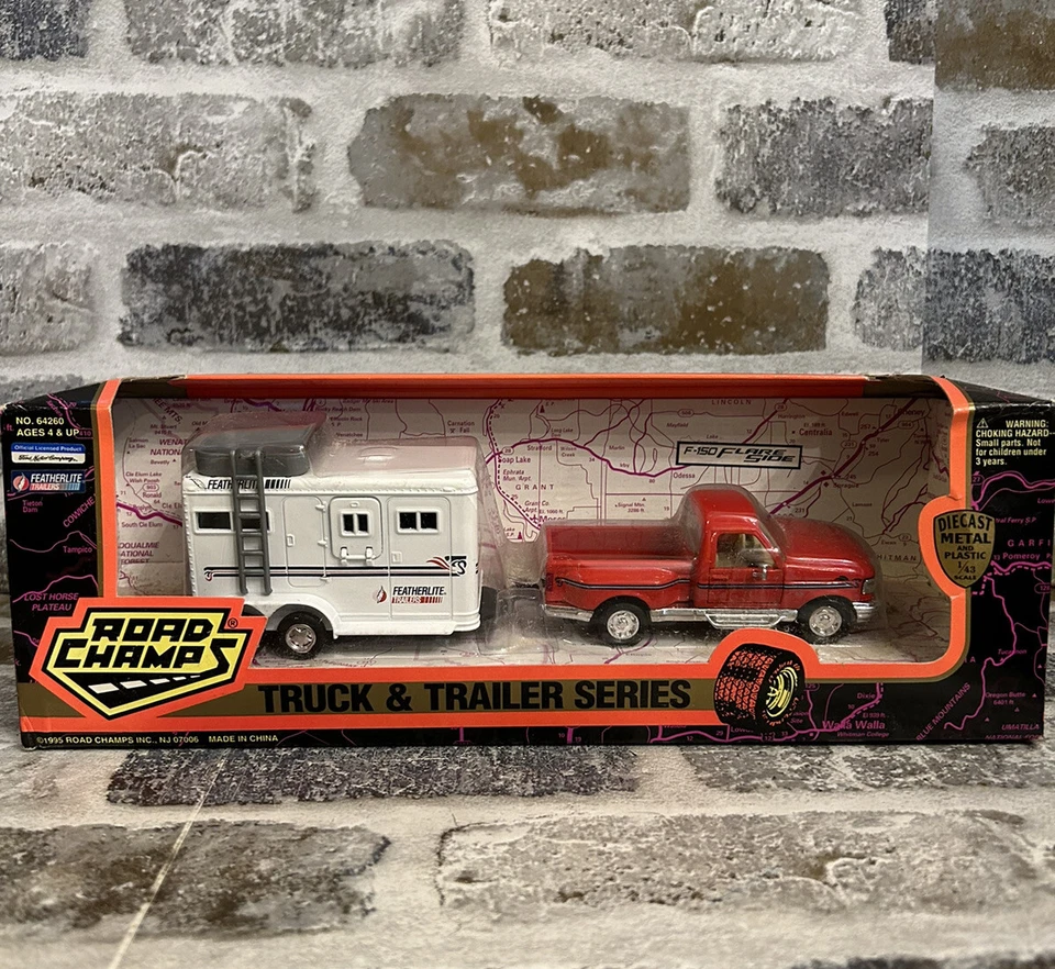 Road Champs F150 Truck & Horse Trailer Diecast 1:43 New In Box 1995 - Image 1 of 4